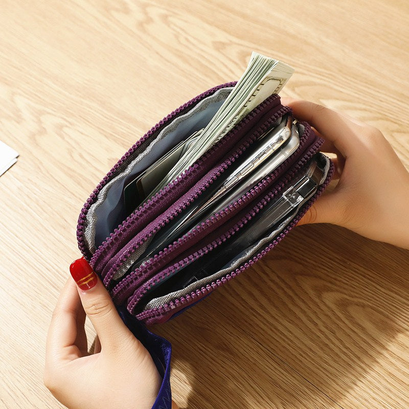 Wholesale Three-layer Zippered Nylon Wallet